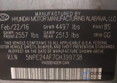 2016 Hyundai Sonata from USA, damaged, VIN 5NPE24AF7GH399738